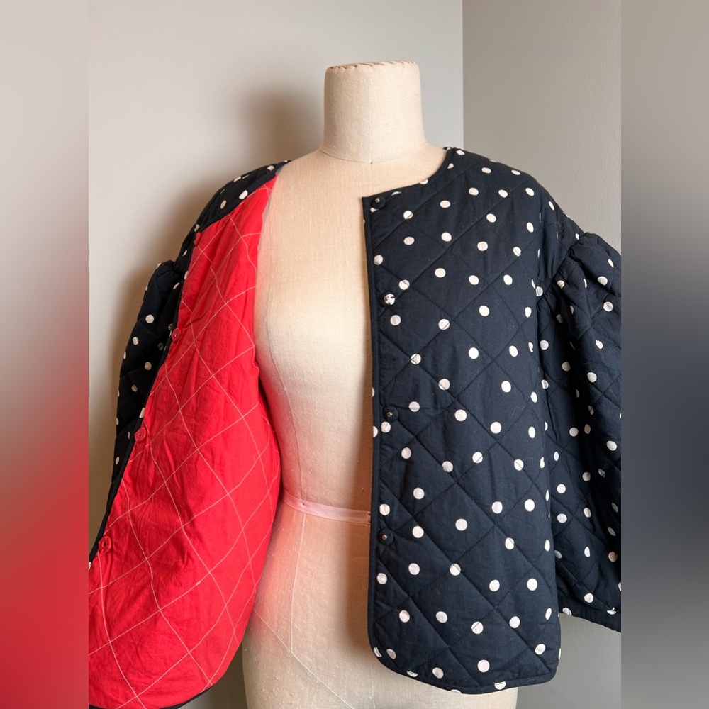 Clare V Black Puff Jacket with White Dots - Picture 5 of 7
